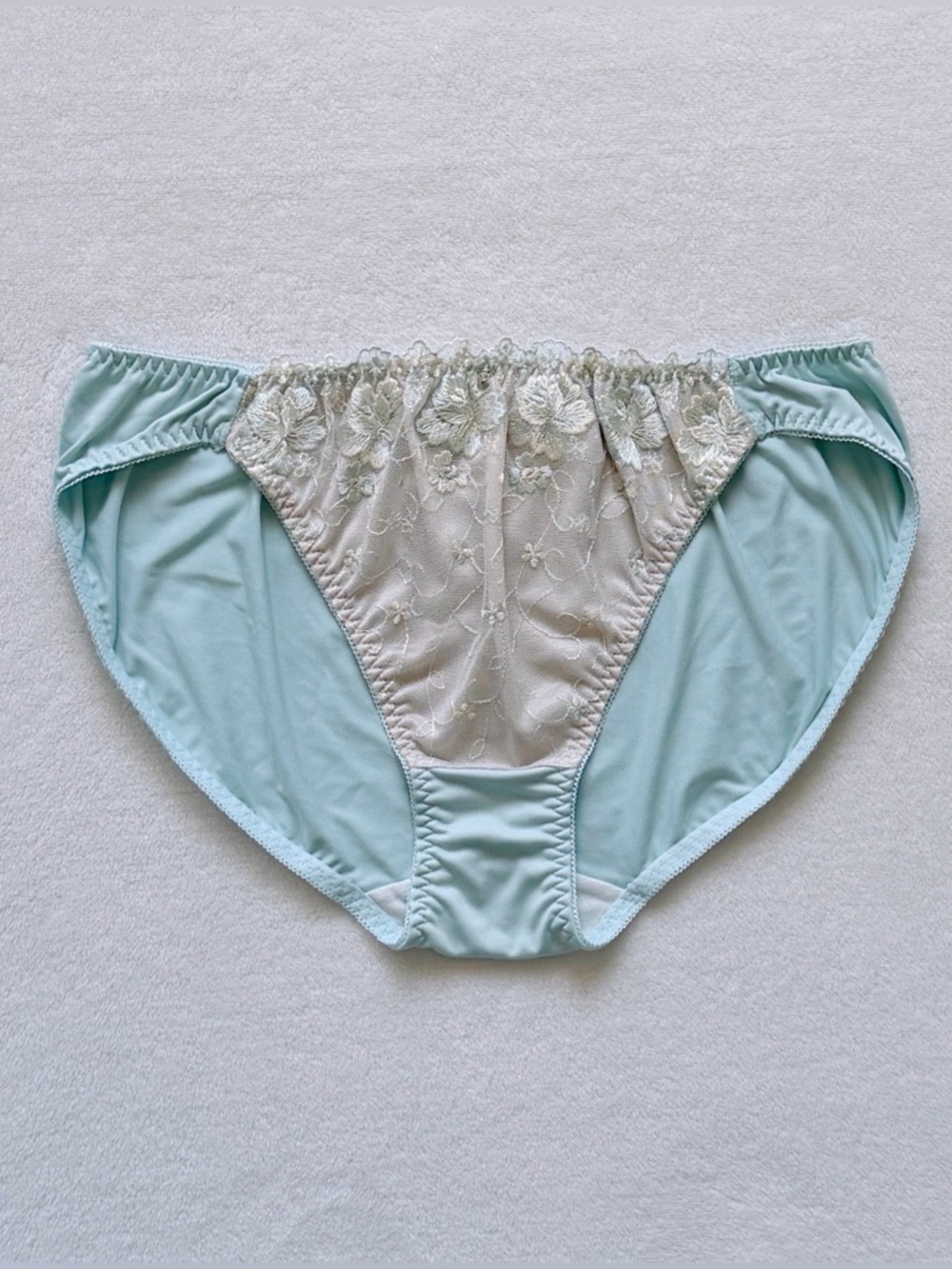 US-XL/JP-5L Japanese Brand Classic Floral Embroidery Panties Soft Mint Green